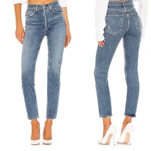 AGOLDE Riley High Rise Straight Crop Jean Frequency